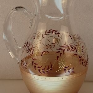 Elegant Glass Art Vase with Gold and Purple Accents